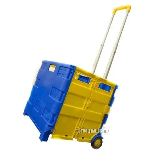 Large Folding Shopping Trolley Cart Foldable Rolling Car Boot Storage Box 40kg