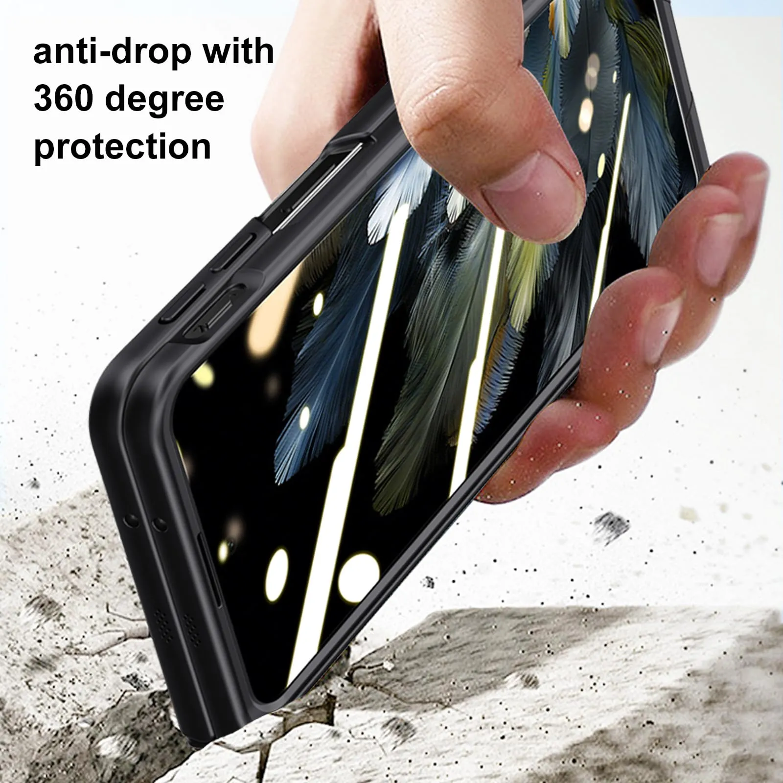Libeagle for Oneplus Open Case, Built-in Screen Protector, Full Hinge Protection, Metal Kickstand, Camera Protection, Thin & Slim Cover 5G 2023-Green