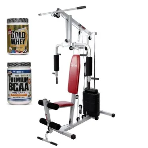 Lifeline Multi Home Gym Station 002 Bonus with Weider Gold Whey Protein 908 Gms (Vanilla) and Weider Premium BCAA Powder (Sunny Orange) || Available on EMI
