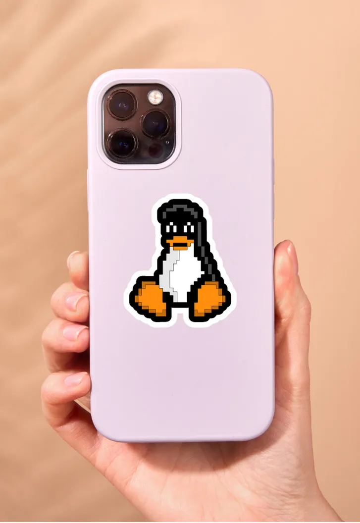 Linux Tux In Pixel Sticker