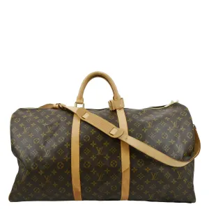 LOUIS VUITTON Keepall 60 Monogram Canvas Travel Bag Brown