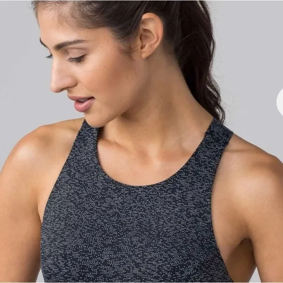 Lululemon Fast &amp; Free Nulux Sports Bra Soundwave Alpine White Black 12