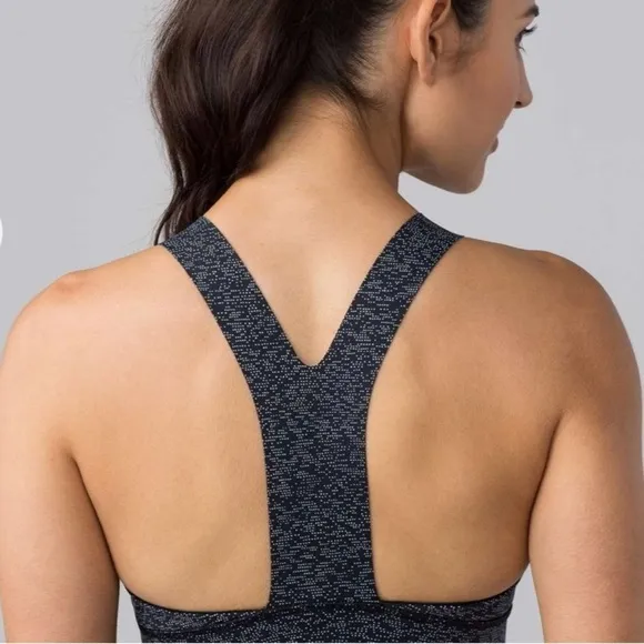 Lululemon Fast &amp; Free Nulux Sports Bra Soundwave Alpine White Black 12