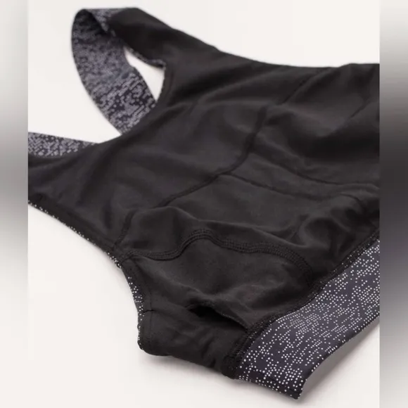 Lululemon Fast &amp; Free Nulux Sports Bra Soundwave Alpine White Black 12