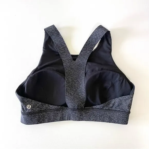 Lululemon Fast &amp; Free Nulux Sports Bra Soundwave Alpine White Black 12