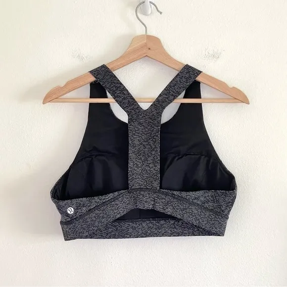 Lululemon Fast &amp; Free Nulux Sports Bra Soundwave Alpine White Black 12