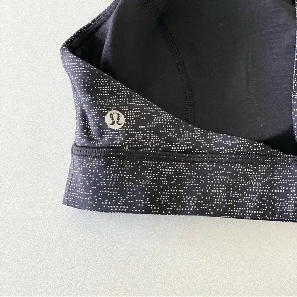 Lululemon Fast &amp; Free Nulux Sports Bra Soundwave Alpine White Black 12