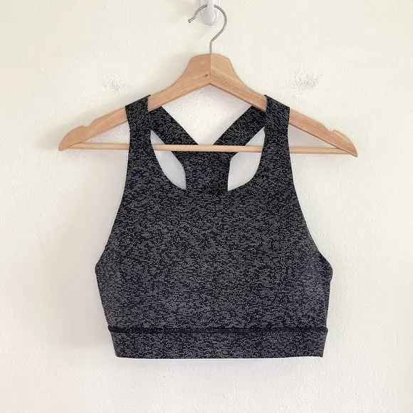 Lululemon Fast &amp; Free Nulux Sports Bra Soundwave Alpine White Black 12