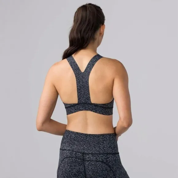 Lululemon Fast &amp; Free Nulux Sports Bra Soundwave Alpine White Black 12