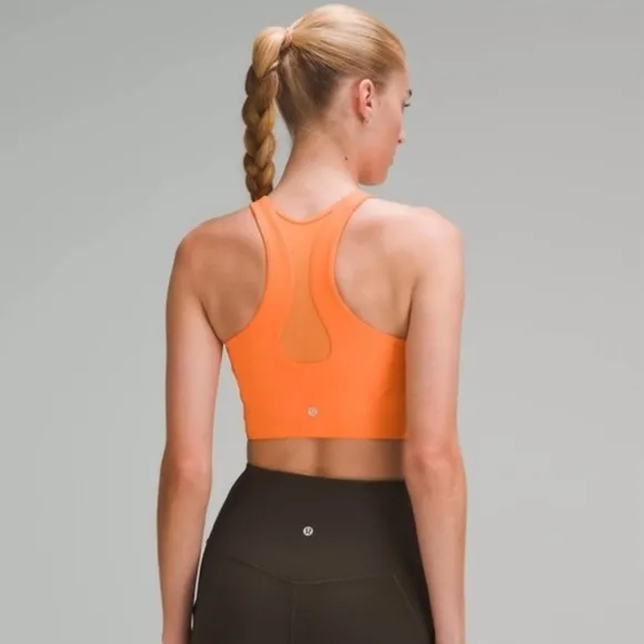 🆕🍋lululemon mesh-back train bra *med. support A/B cup Orange Frappe