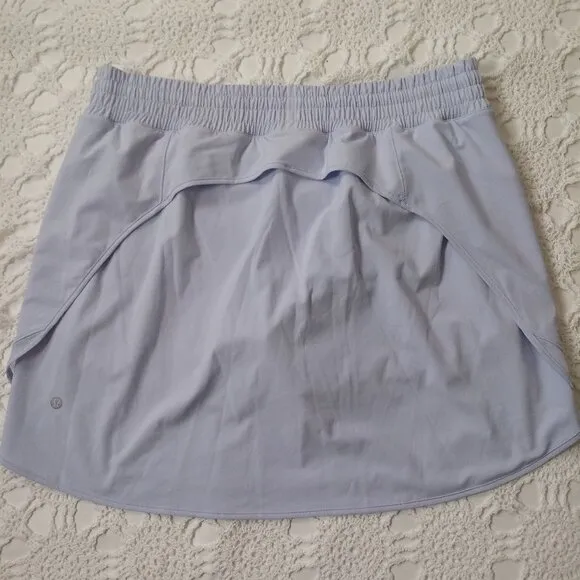Lululemon Skirt Skort Attached Shorts Baby Blue Zip Pocket Tennis 12/14 Women
