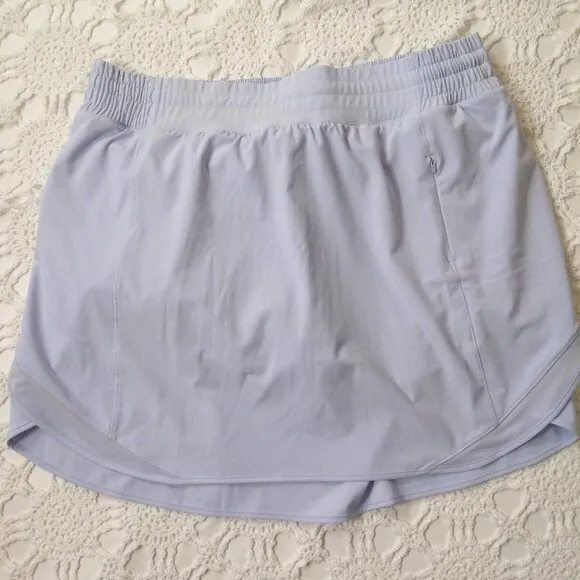 Lululemon Skirt Skort Attached Shorts Baby Blue Zip Pocket Tennis 12/14 Women