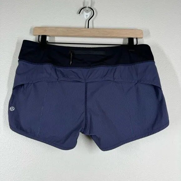 Lululemon Speed Up Lined Short Navy Blue Stripe Running Gym Women’s Size 8