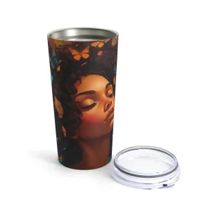 Lustrous Libations: The Beautiful Butterfly Woman Tumbler