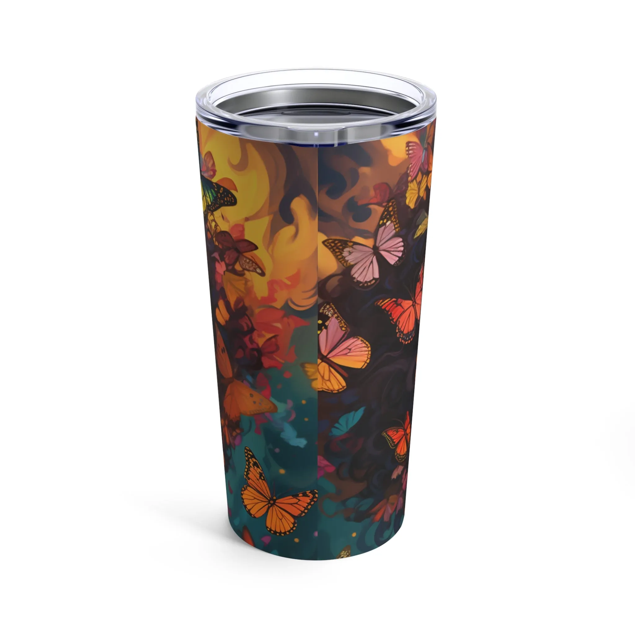 Lustrous Libations: The Beautiful Butterfly Woman Tumbler