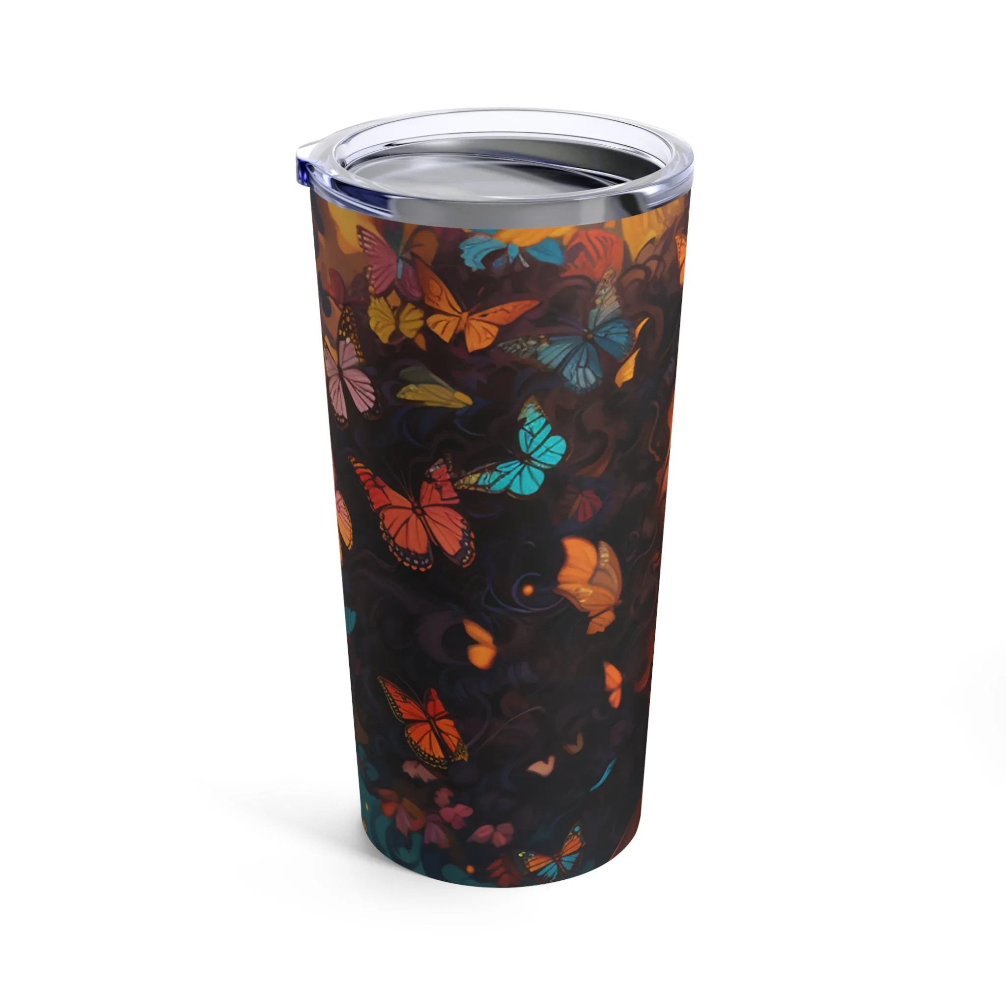 Lustrous Libations: The Beautiful Butterfly Woman Tumbler