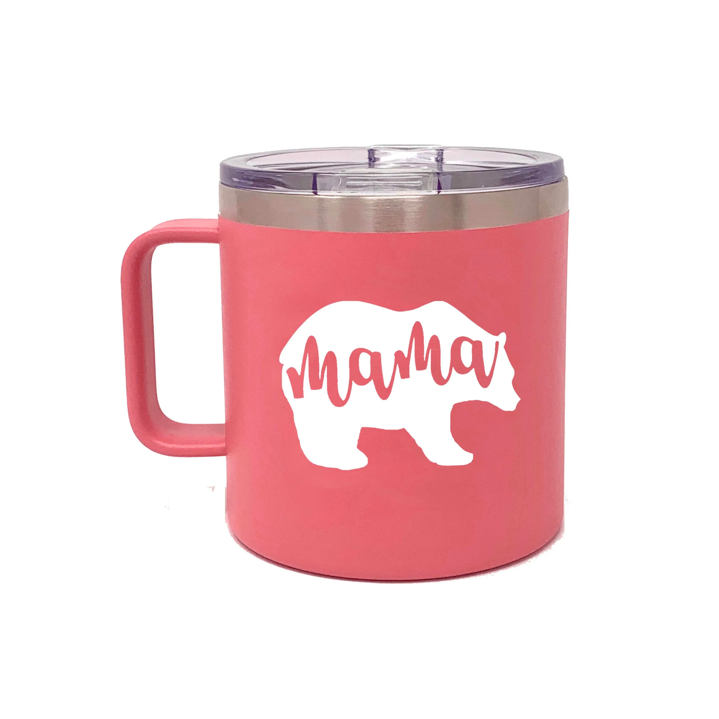 Mama Bear 15 oz Coral Camper Tumbler for Moms
