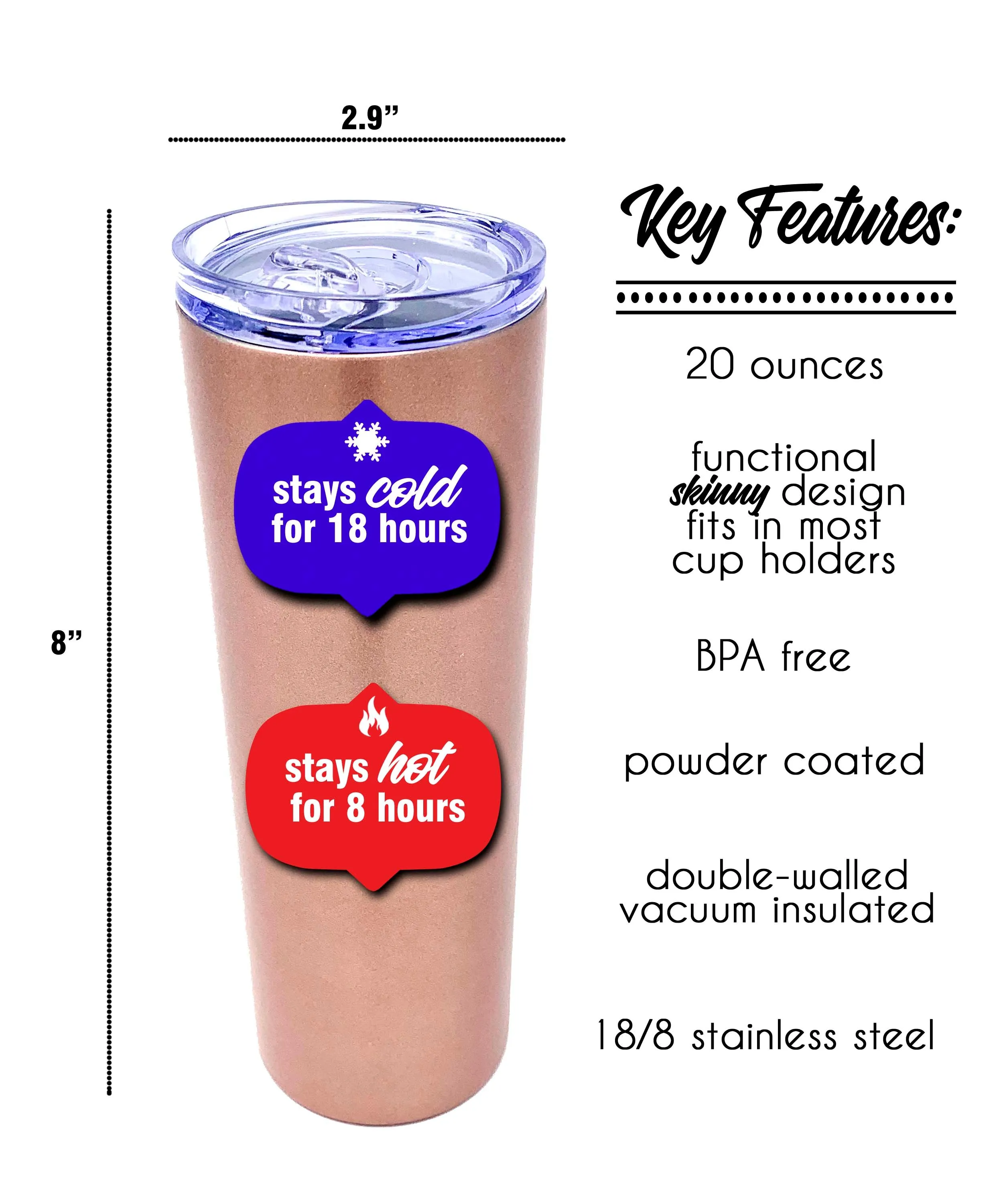Mama Bear 20 oz Rose Gold Skinny Tumbler for Moms