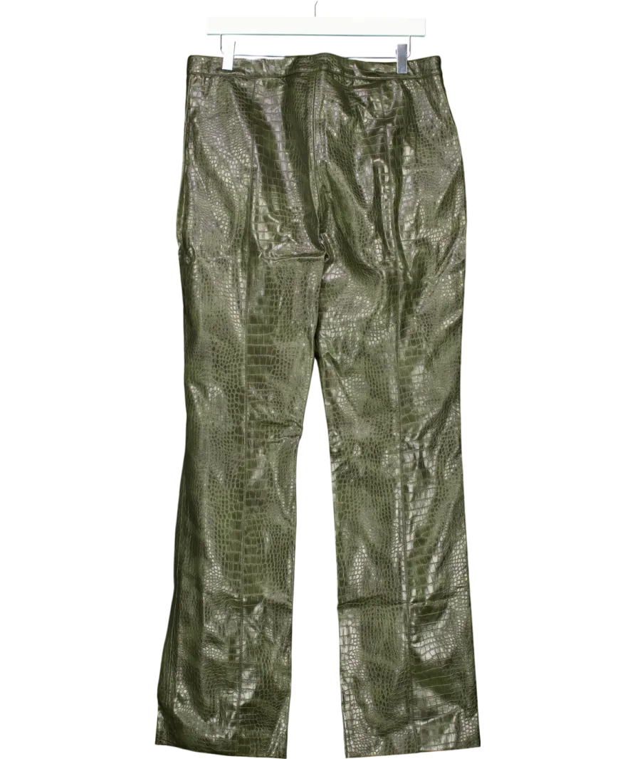 MANGO Green Fauxleather Croc Embossed Trousers UK 16