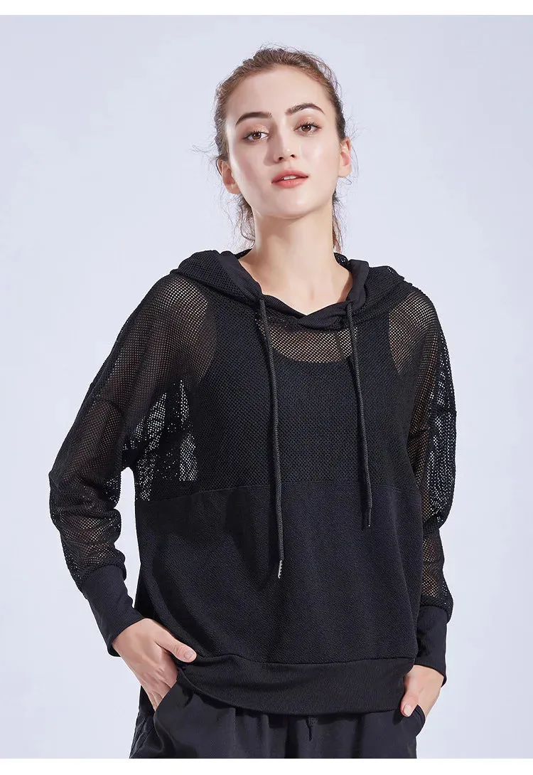 Mesh Yoga Top Sport Shirt Fitness Women Summer Hoodie Long Sleeve Sport Coat Workout Gym Cloth Wear Running Jacket