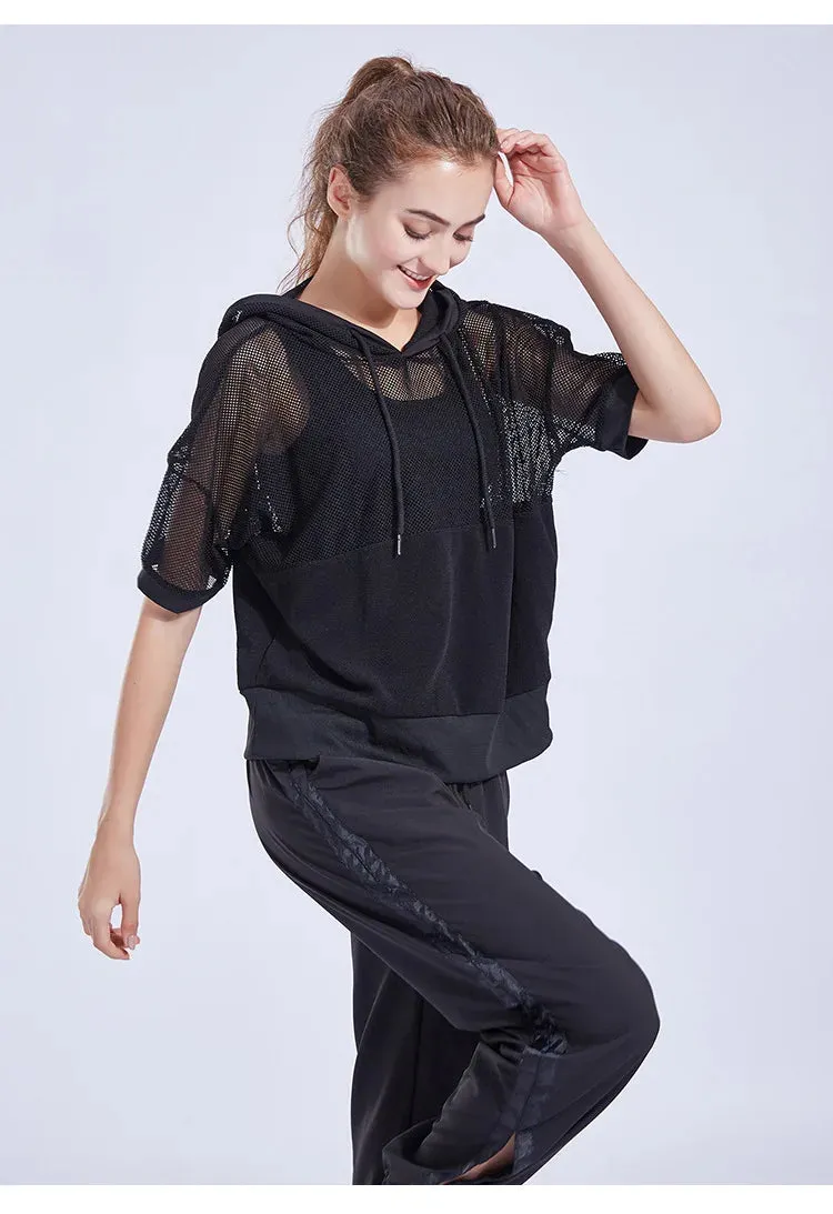 Mesh Yoga Top Sport Shirt Fitness Women Summer Hoodie Long Sleeve Sport Coat Workout Gym Cloth Wear Running Jacket