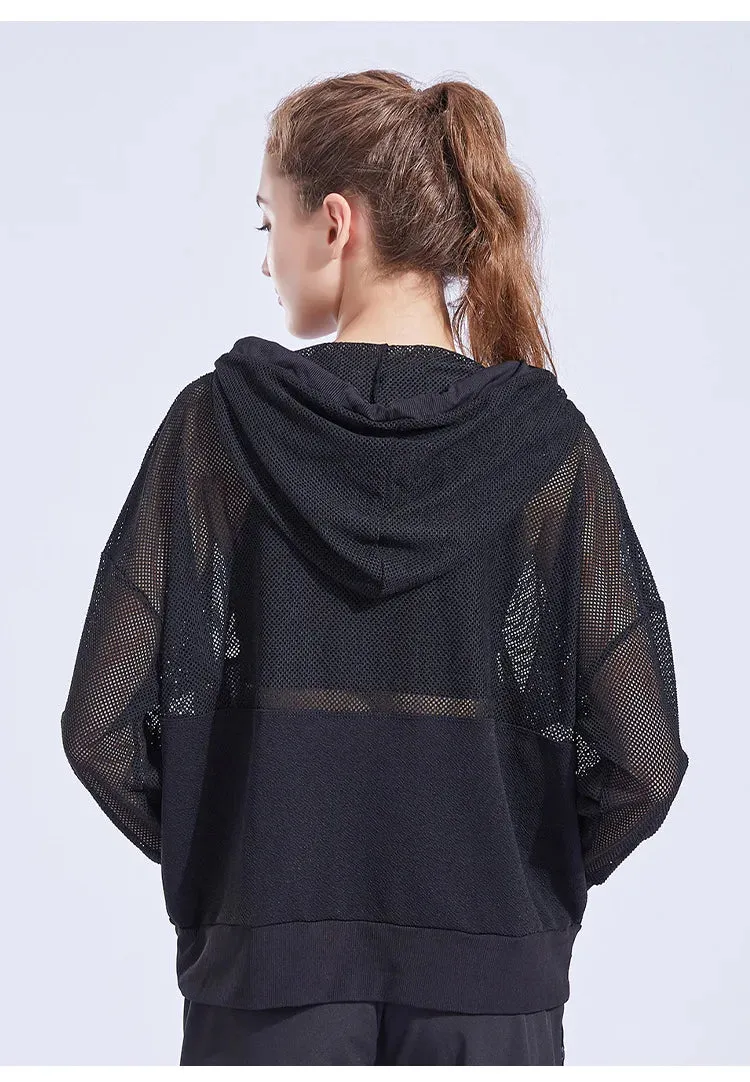 Mesh Yoga Top Sport Shirt Fitness Women Summer Hoodie Long Sleeve Sport Coat Workout Gym Cloth Wear Running Jacket