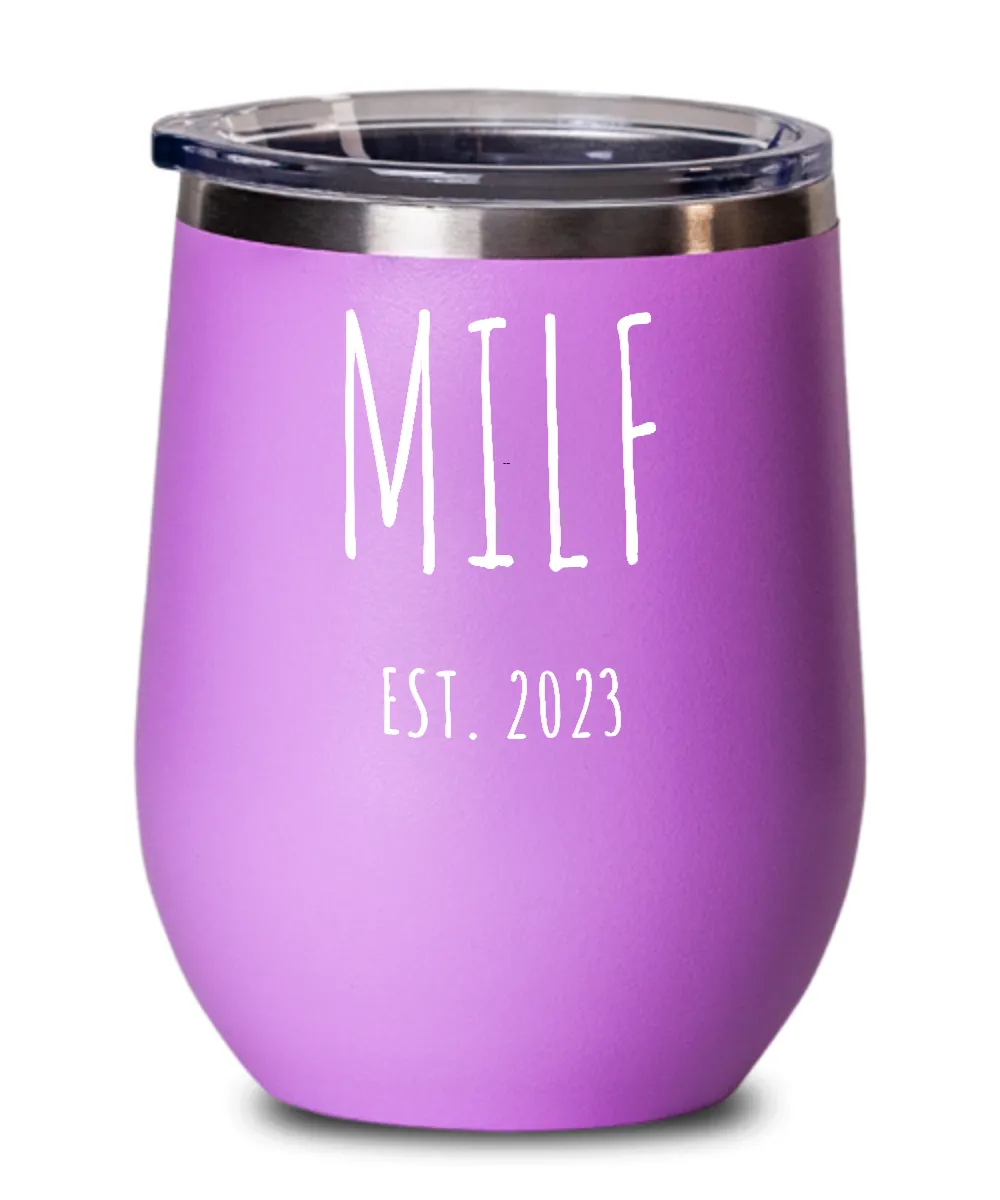 MILF 2023 Insulated Wine Tumbler 12oz Travel Cup Funny Gift