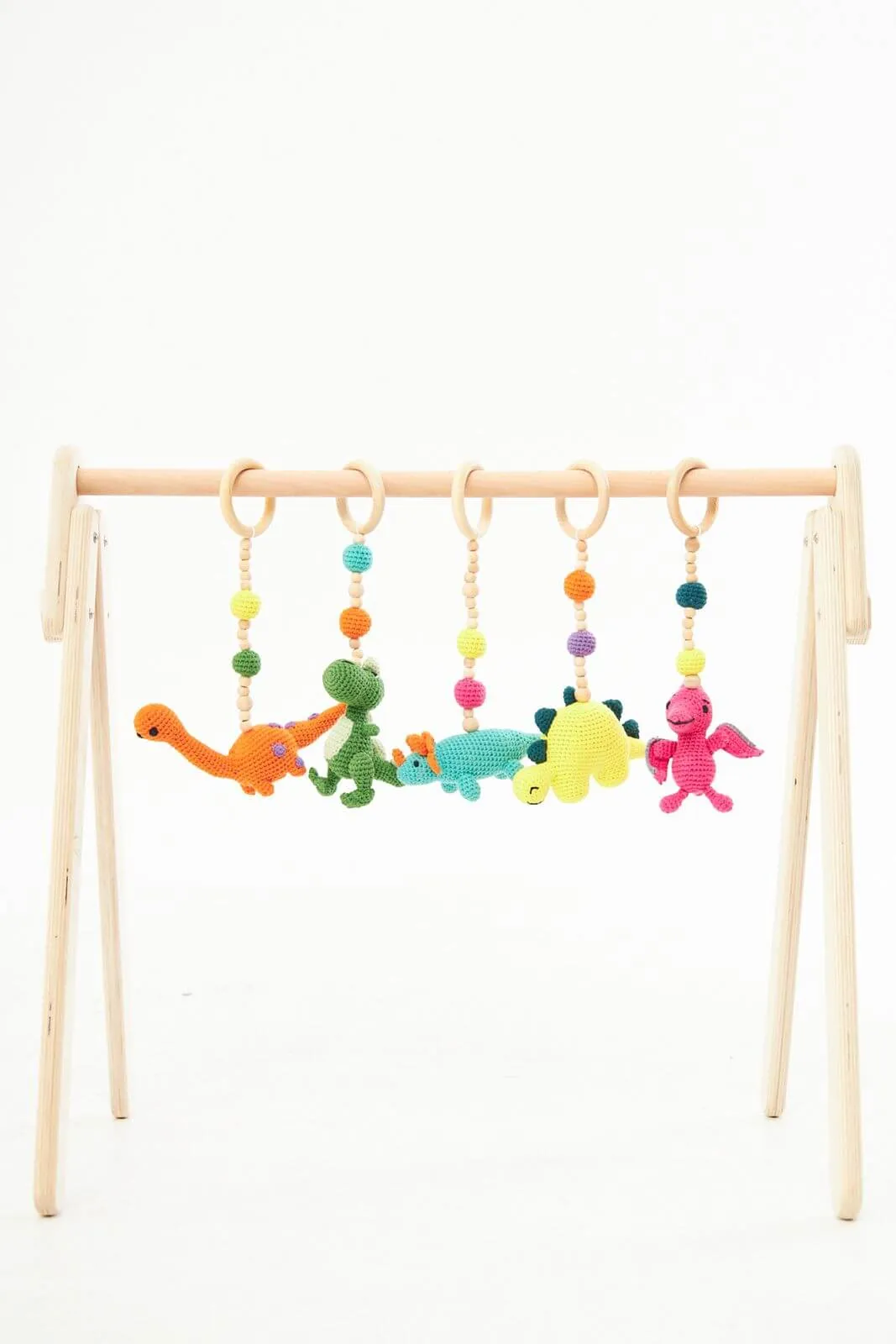 Montessori Baby Gym & Hanging Toys Set | Wooden Play Gym for Babies