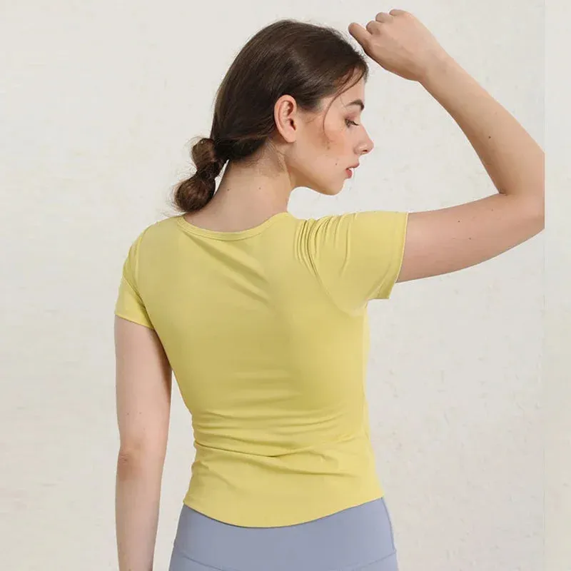 Move Like Diva Women's Seamless Short Sleeve Crop Top