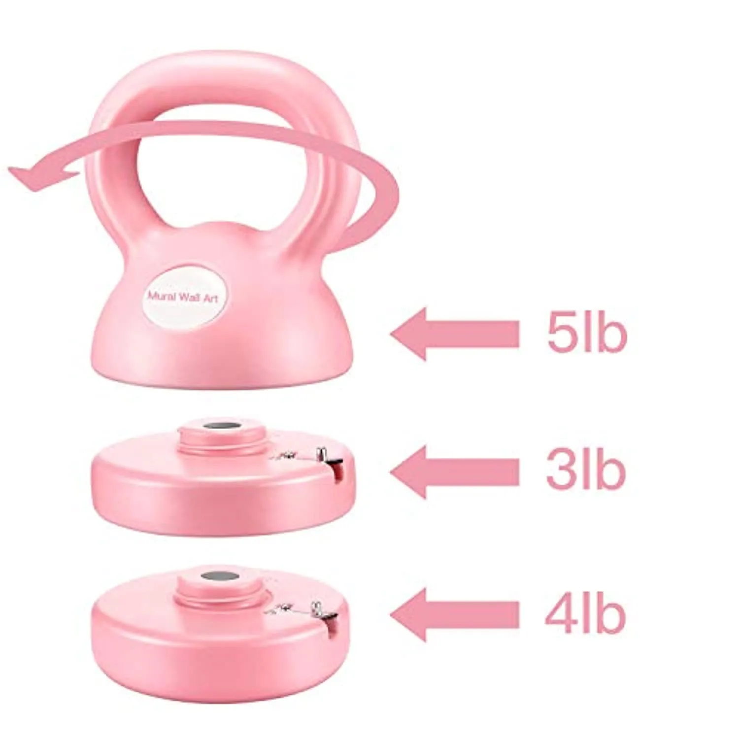 Mural Wall Art Kettlebell Weight Set 5-12 Pounds: Strength Training Adjustable Dumbbell Fitness Equipment for Home Gym Clearance Workout & Exercise Suitable for Women Men Kids