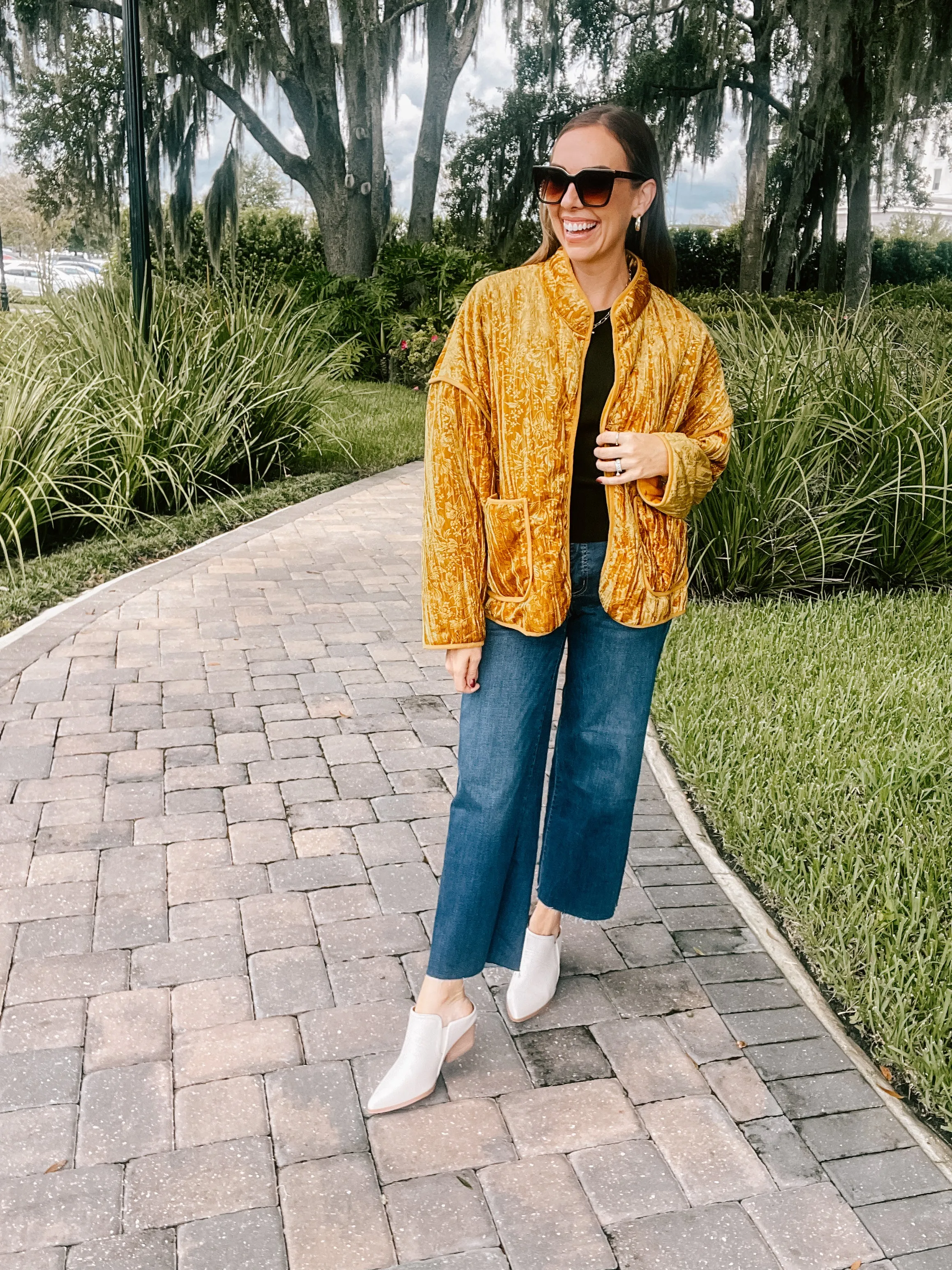 Mustard Velvet Embossed Jacket