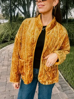 Mustard Velvet Embossed Jacket