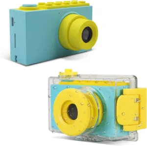 myFirst Camera 2 Waterproof Kids Camera Mini 8MP 1080P HD Camcorder with Free 16GB MicroSD Card Included and MicroSD Support Slot Video Taking Function and Preset Frames (Blue)