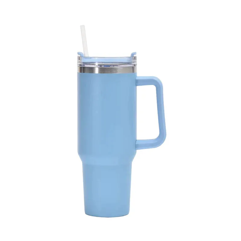 NEW FUNUS 40 oz Tumbler with Handle and Straw Lid | Insulated Reusable Leakproof Stainless Steel Water Bottle Travel Mug for hot & cold liquids - Blue