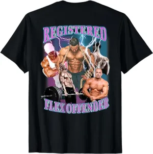 New Registered Flex Offender Shirt, mr olympia, tren hard, tren, shitpost shirt, oddly name shirt, guy best friend gift, unhinged t shirts, dank Sz 2X Vintage Black Wash Tee