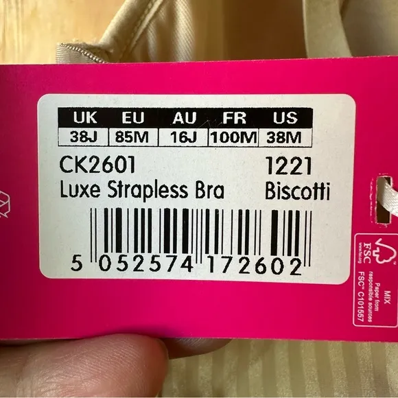 NWT Curvy Kate Luxe Strapless Convertible Tan Bra Biscotti 38M