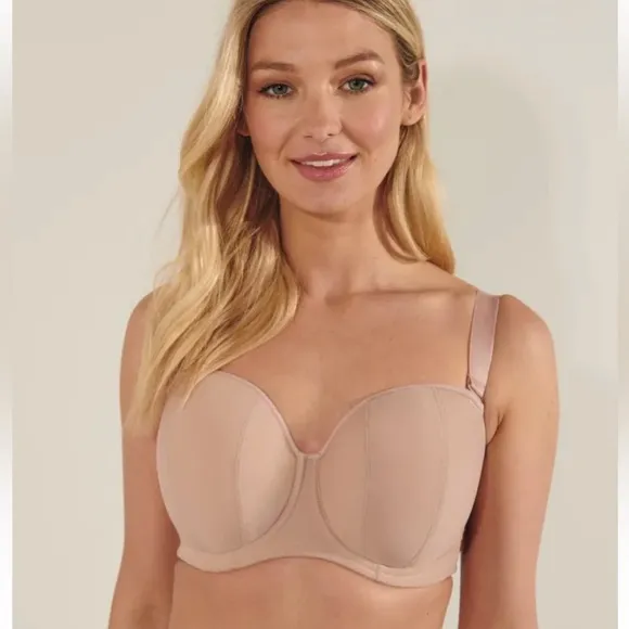 NWT Curvy Kate Luxe Strapless Convertible Tan Bra Biscotti 38M