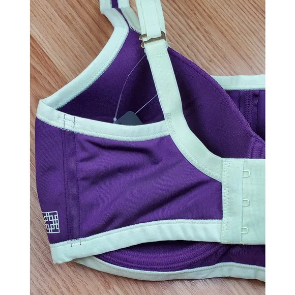 NWT Natori 32D yogi convertible underwire sport bra plum lime support padded gym