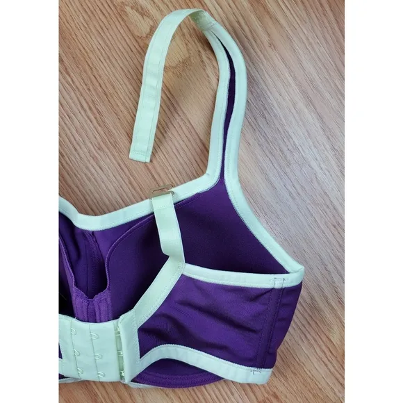 NWT Natori 32D yogi convertible underwire sport bra plum lime support padded gym