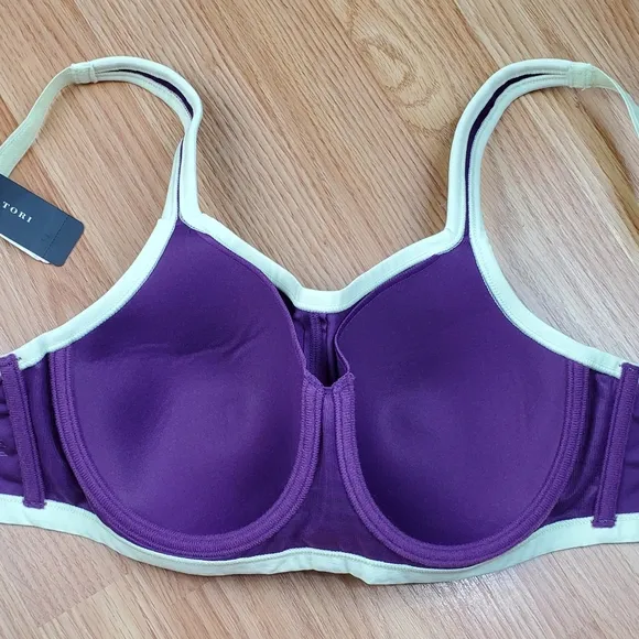NWT Natori 32D yogi convertible underwire sport bra plum lime support padded gym