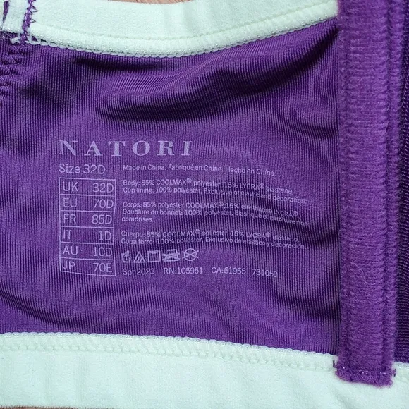 NWT Natori 32D yogi convertible underwire sport bra plum lime support padded gym