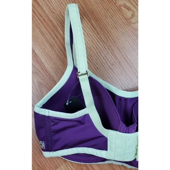 NWT Natori 32D yogi convertible underwire sport bra plum lime support padded gym