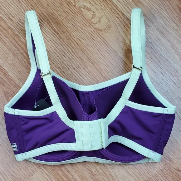 NWT Natori 32D yogi convertible underwire sport bra plum lime support padded gym