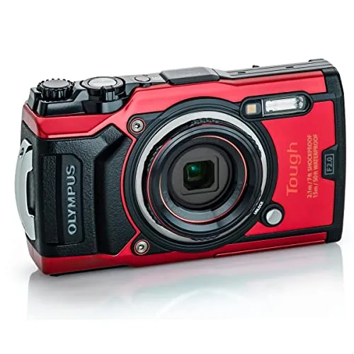 OM SYSTEM OLYMPUS TG-6 Red Underwater camera, Waterproof, Freeze proof, High Resolution Bright, 4K Video 44x Macro shooting