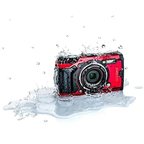 OM SYSTEM OLYMPUS TG-6 Red Underwater camera, Waterproof, Freeze proof, High Resolution Bright, 4K Video 44x Macro shooting
