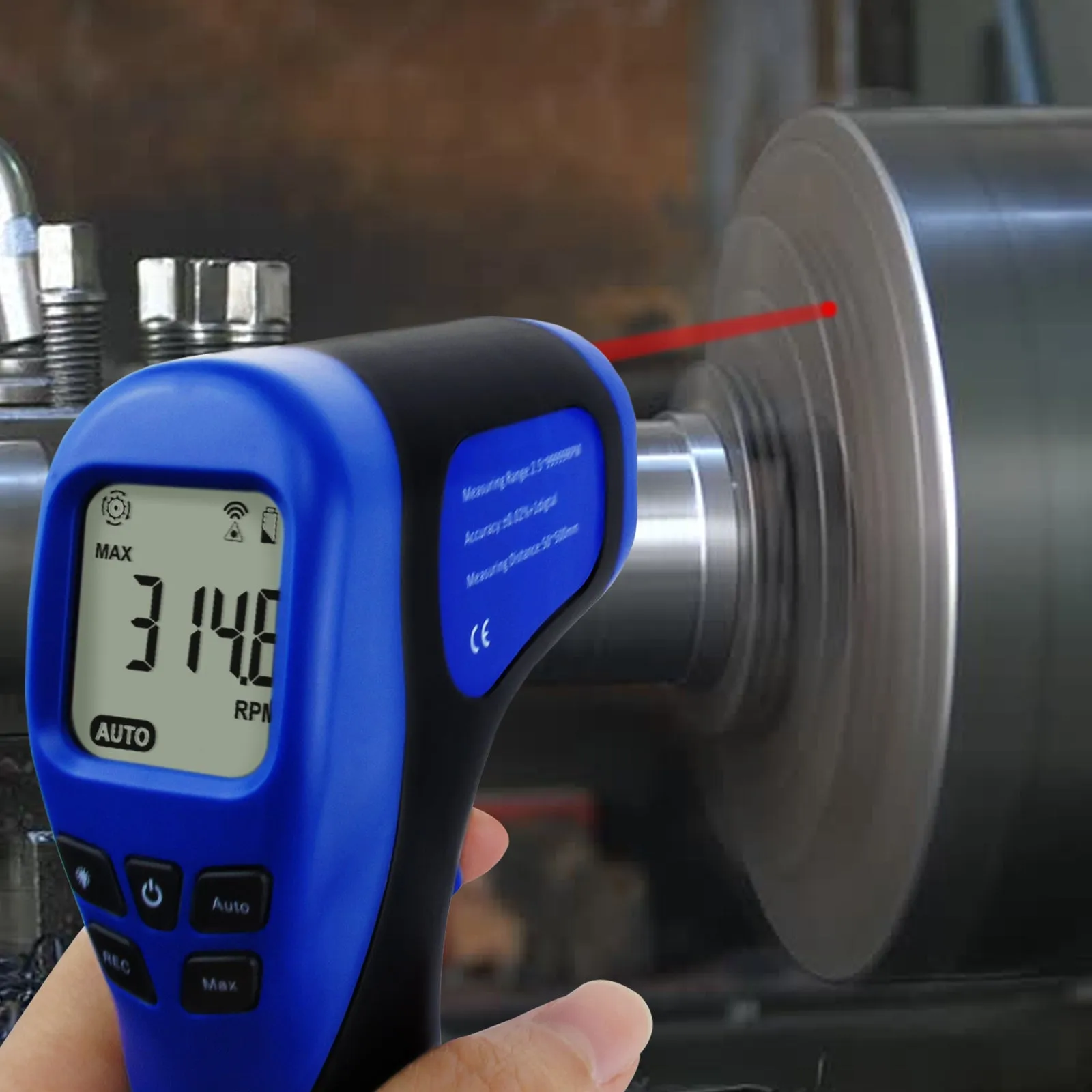 PD_55 Kibeland Handheld Digital Laser Tachometer Measuring Range: 2.5-99999RPM