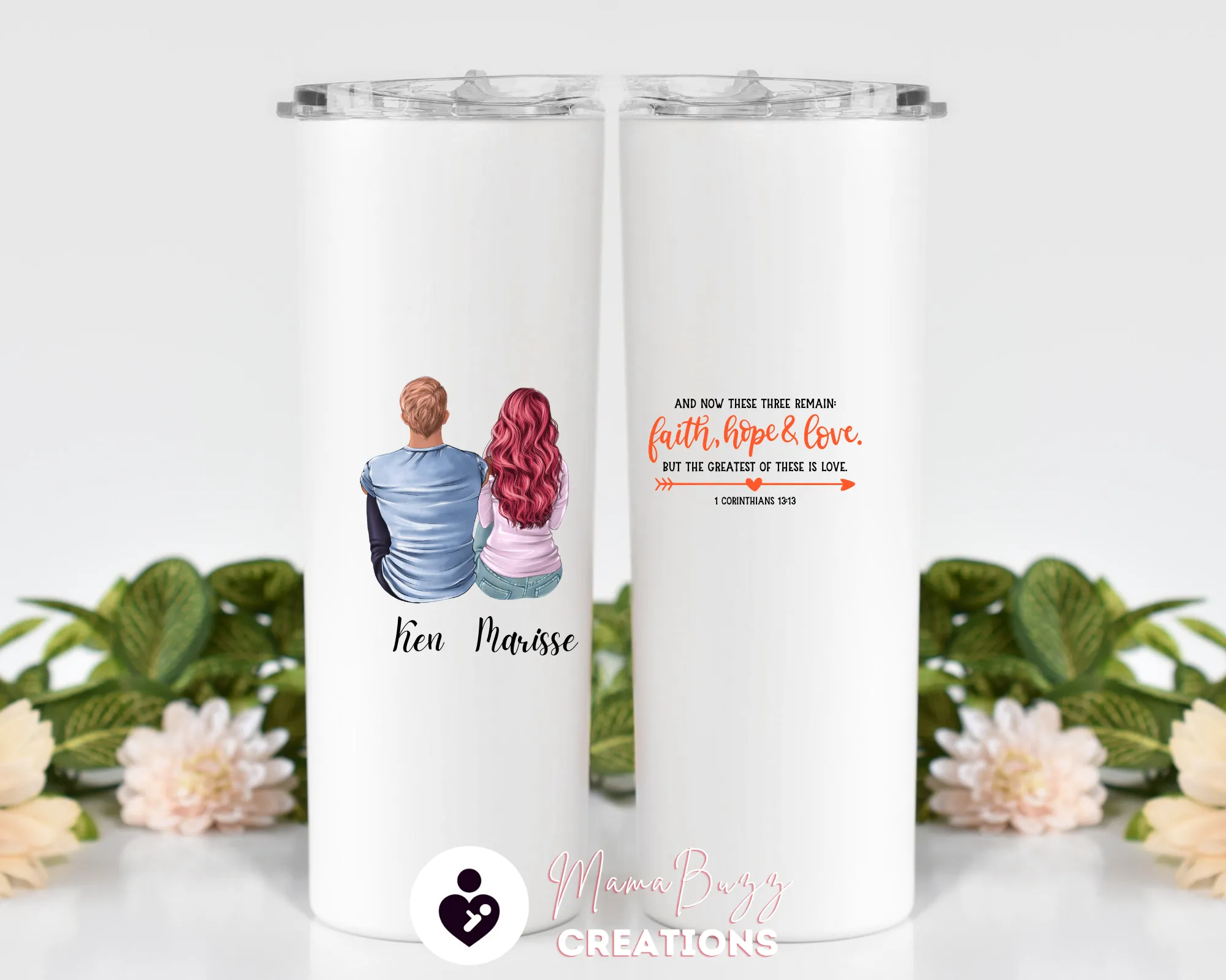 Personalized Tumbler Cup,Insulated Tumbler,Custom Tumbler With Straw,Faith,Hope,Love Custom Tumbler,Personalized 20 Oz Steel Tumbler