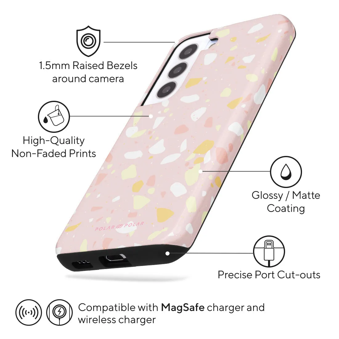 Pink Peony Terrazzo Custom - Samsung Galaxy S22 5G Case