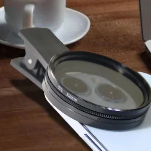 Polarized 52mm CPL Lens Enhancing Smartphone Photography