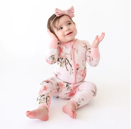 Posh Peanut Vintage Pink Rose Newborn Convertible One Piece